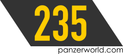 Dark gray parallelogram with the text 235 in yellow