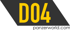 Dark gray parallelogram with the text D04 in yellow